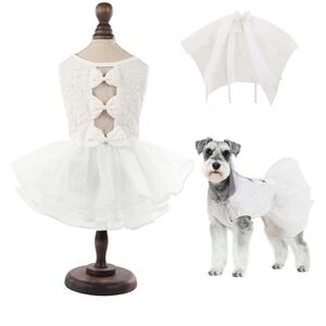 Dog Dress, Wedding Dress Pet Lace Princess Dress, White, XXL